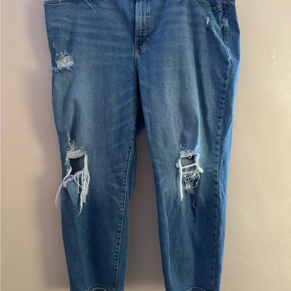 Old Navy Straight Leg Distressed Jeans - Blue